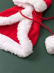 1pc Christmas Pet Cloak, Pet Christmas Costume, Pet Jacket Decoration, Pet Christmas Cosplay, Autumn/Winter Warm Dog Clothing, Christmas Cloak, Christmas Pet Kitten Hooded Cloak Halloween Halloween Costumes