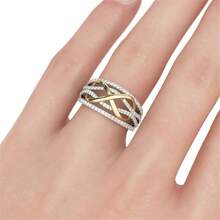 1 pieza Anillo de diseño de infinito "8" de dos colores de moda, anillo de compromiso y boda, joyería regalo para mujeres