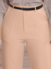 STYLE FASHION Wide Leg Pants With Belt / Color Military Green, Black, , Brown / Tailored / Wide Leg Pants / Summer Winter / Christmas Collection / Elegant / Casual / Stylish / Feminine / Christmas Look / Light / Comfortable / 2024 Collection - 杏色 - 查看 5