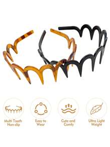 1/3 chiếc băng đô đơn giản có răng chống trượt dành cho nam và nữ để rửa mặt và trang điểm, ép tóc, kẹp tóc mái rộng màu đen mờ của người nổi tiếng trên Internet, kẹp tóc, phụ kiện tóc, phù hợp với phụ nữ tóc dày và xoăn, sử dụng hàng ngày dây buộc chặt, dây buộc tóc, dụng cụ làm tóc, phụ kiện - Xem 3