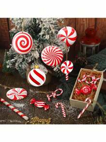 12pcs Wooden Christmas Tree Ornaments, Christmas Tree Decorations, Thanksgiving Hanging Accessories, Theme Party, Gift Box Supplies, Home Decor, Outdoor Garden Yard Decoration,Christmas