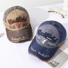 Distressed Vintage Baseball Cap Men Embroidered Washed Trucker Caps Adjustable - Multicolor - View 3