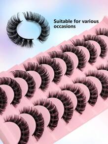 Asiteo 10 Pairs D-Curl, Natural Look, Fluffy & Thick, Lightweight & Comfortable, Reusable Eyelashes, Create Charming Eye Makeup - Black - View 4