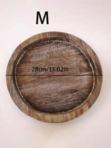 1Pc, Beveled Solid Wood Antique Burning Color Storage Tray Round Wooden Candle Stand Household Decorative Tray. Suitable For Storage Tray, Candlestick, Jewelry Tray, Flower Tray, Home Decoration, Halloween, Christmas, Thanksgiving, Valentine'S Day,