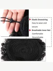 8-Inch Women's Afro Shaggy Drawstring Ponytail Synthetic Curly Bun Wig Suitable For Basic African Updos - Brown - View 4