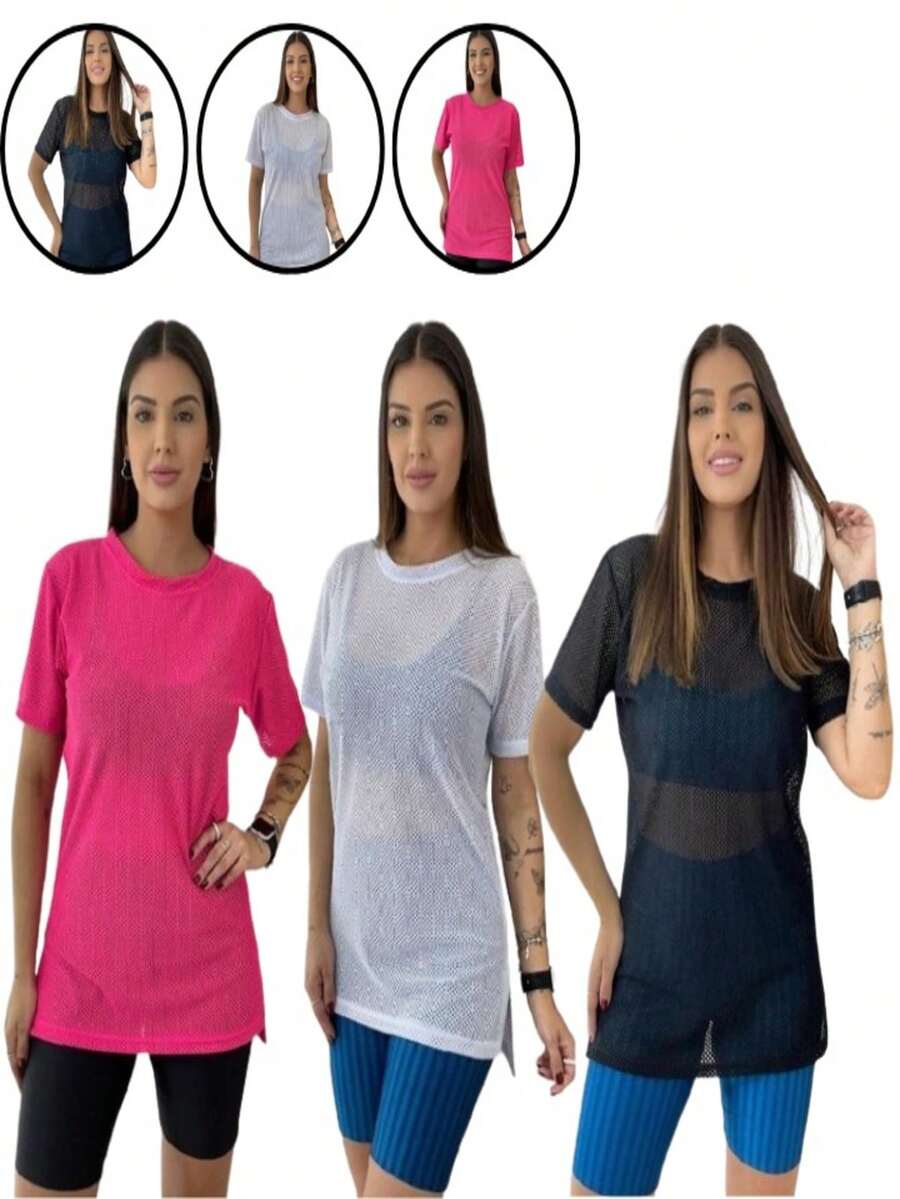 Kit 3 Training Tops In Fishnet Fabric - Nhiều màu - Xem 1