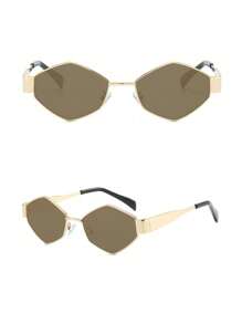 1 对新款女士金属不对称镜框配金属镜腿时尚眼镜，复古风格日常佩戴时尚眼镜女士太阳镜海滩配饰复古 Y2k - 彩色 - 查看 9