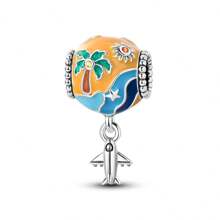 1pc Silver Color I Love Traveling Plane Tower Camera Passport Hot Air Balloon Pendent Charm Fit Bracelet Necklace Beads For DIY Jewelry Making Keepsake Gift For Girl Friend