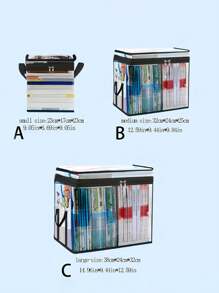 1pc Transparent Visible Handheld Book & Document Storage Bag, Foldable Portable Student Classroom Desk Bookshelf, Office Desktop File Folder Organizer,Back To School Essentials,Creative Gift For Thanksgiving, Christmas, Birthday Halloween Decoration Back To School,Back To School,School Supplies - Black - View 3