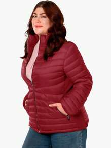 Women's Plush Jacket Intermo Plus Sizes Fashion - 紫紅色 - 查看 1