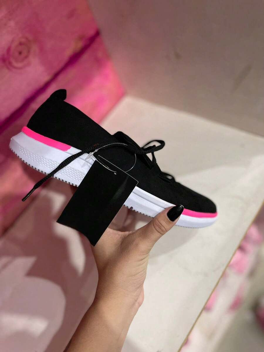 Women's Sneakers - ĐEN VÀ HỒNG - Xem 1
