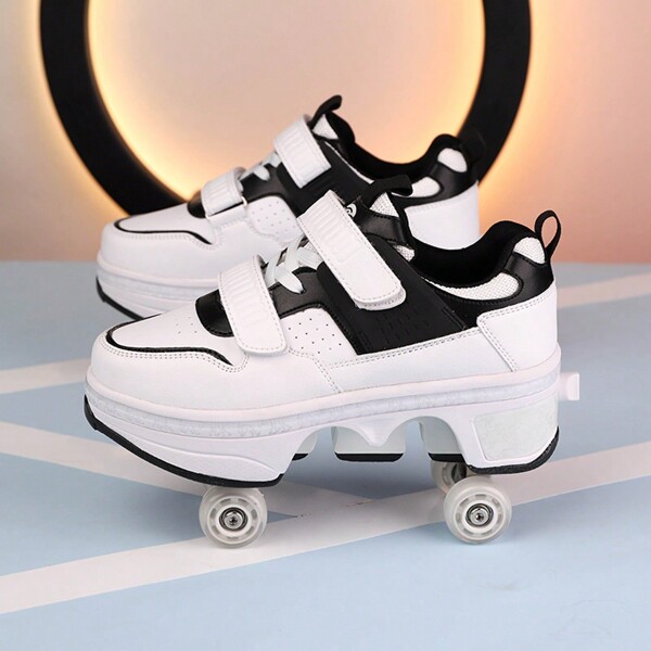 4-Rollen Rollschuhe für Frauen, Schuhe für Teenager, Rollschuhe mit abnehmbaren Rädern für Outdoor-Sport, Schüler Rollschuhe