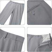 Men's Suit Pant Slim Fit Suit Black Casual Dress Suits Pants Expandable-Waist Flat-Front Wedding Trousers XS-3XL Royal Blue - 淺灰色 - 查看 5