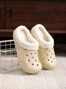 Women's Fashion Warm Thermal Lined Soft Sole Slippers, Plush Lined Comfortable Non-Slip , Couple Indoor EVA Home Slippers
