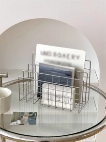 1 件简约北欧复古铁质书挡架，学生/家居装饰桌面收纳展示架，创意阅读架