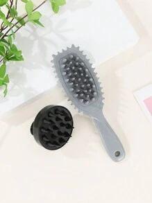 Basic Living 1 件带手柄的椭圆形气垫梳、定义造型刷、顺发刷、专业发型梳、弹跳发刷、卷发定义造型刷梳、卷发定义刷、卷发刷、卷发定义造型刷、减少头发拉扯和卷发分离、顺发、塑形和定义卷发、男女发型设计工具、卷发、直发、女性、女孩礼物、1 件头皮按摩器洗发刷洗涤器，带柔软硅胶，干湿两用，柔软硅胶按摩洗发刷，沐浴梳，柔软硅胶梳齿，用于头皮护理，淋浴头发头皮洗涤器去角质剂，去除头皮屑，头部按摩，干湿两用，适用于男士、女士和儿童，头皮按摩器洗发刷洗涤器，带手柄且易于握持，双色按摩洗发刷，发刷/发梳