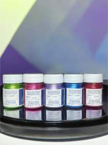 Set De 5 Pinturas Metálicas base Agua Brilla Color Gama de colores surtidos - kit - Ver 2