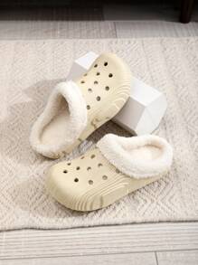 Women's Fashion Warm Thermal Lined Soft Sole Slippers, Plush Lined Comfortable Non-Slip , Couple Indoor EVA Home Slippers