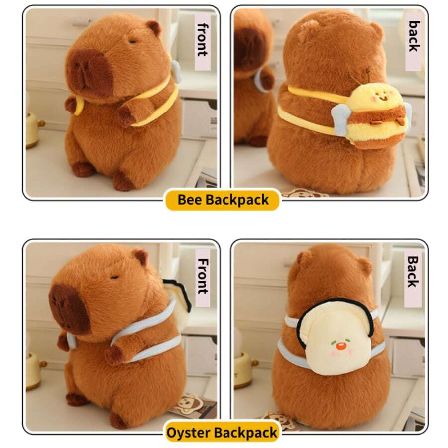 Cute Capybara Plush Toy With Bee Backpack, Kawaii Capybara Stuffed