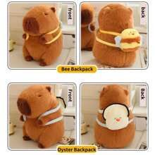 Lindo peluche de capibara con mochila de abeja, animal de peluche capibara kawaii con mochila de tortuga, muñeco de peluche suave de capibara, almohada de peluche de capibara para niños, niños, decoración de habitación de anime, decoraciones navideñas, regalos para amigos - Multicolor - Ver 3