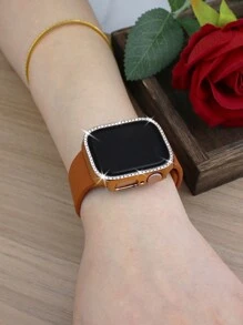 女士闪亮表壳，兼容 （38mm、40mm、41mm、42mm、44mm、45mm、46mm、49mm）。产品特点包括：闪亮水钻、防震防刮、二合一设计（硬质 PC 和钢化玻璃保护膜），兼容 Ultra/11/10/9/8/7/6/5/4/3/SE 系列，以及时尚易戴的触控表带。