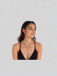 Women's Handmade Punk Gothic Style Heart-Shaped Sliding Chain Necklace - Heart - View 3