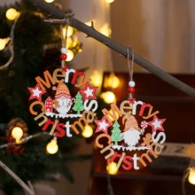 1 đồ trang trí Giáng sinh bằng gỗ, Ông già Noel không mặt, Người bánh gừng, Đồ trang trí Giáng sinh bằng gỗ rỗng - Nhiều màu - Xem 3