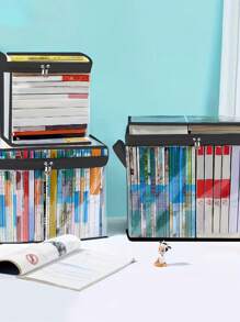 1pc Transparent Visible Handheld Book & Document Storage Bag, Foldable Portable Student Classroom Desk Bookshelf, Office Desktop File Folder Organizer,Back To School Essentials,Creative Gift For Thanksgiving, Christmas, Birthday Halloween Decoration Back To School,Back To School,School Supplies - Black - View 5