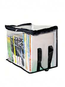 1pc Transparent Visible Handheld Book & Document Storage Bag, Foldable Portable Student Classroom Desk Bookshelf, Office Desktop File Folder Organizer,Back To School Essentials,Creative Gift For Thanksgiving, Christmas, Birthday Halloween Decoration Back To School,Back To School,School Supplies - Black - View 4