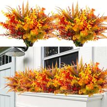 1pc/2pcs Artificial Plants Bouquet With Eucalyptus Leaves, Leaves, Lavender, Simulated Fall Leaf Fake Plants, Used For Diy Flower Wall, Scene Layout, Living Room And Bedroom Vase Flower Arrangement, Wedding, Party, Home Decoration, Desk Stuffing.Halloween Decoration Autumn Leaf Harvest Thanksgiving Christmas Supplies, Home Decor,Table Decor,Farmhouse Decor,Fall Autumn Decor Christmas Decorations Room Decor - Style a - View 3