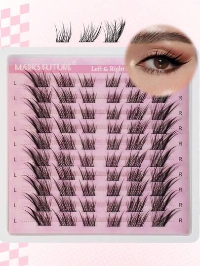 60pcs Natural Look False Eyelashes For DIY Eyelash Extension, Delicate 3D Cat Eye Lashes, Left & Right, C-Curllash Clusters,Eyelash Clusters,Individual Eyelashes,Lashes,Fake Lashes
