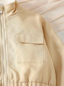 Tween Girl Casual Plush Jumpsuit With Loose Fit Pants - Khaki - View 3