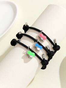 ATLVXJL 3 Peças Pulseiras da Amizade Luminosas de Trevo da Sorte, Pulseira de Trançado Preto Cresce no Escuro Decoração do Amor do Casal, Presente para Mulheres, Irmã, Irmão, Bons Amigos, Dia dos Namorados, Mãe, Dia das Mães - Multicolorido - Visão 4