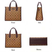 时尚纯色大容量女士手提包，女士旅行包，3 件大容量复古手提包，带单肩斜跨设计 - 鏽棕色 - 查看 5