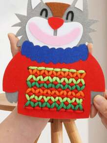 3 件/套蒙特梭利木制动物穿毛衣系带卡，学龄前教育玩具 - 彩色 - 查看 5