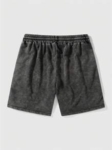 Shorts Esportivos Casuais Masculinos com Estampa Bordada de Estrela Colorida Desbotada