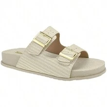 Women's  Flat Clog Sandal With Buckles - 白色 - 查看 1