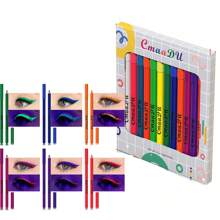 Juego de delineador de ojos líquido de neón de 12 piezas, delineador de ojos de color mate, delineadores gráficos pigmentados coloridos, impermeables, a prueba de manchas Delineador De Ojos Fluorescente Impermeable Uv 12 Colores - Multicolor - Ver 8