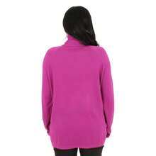 Modal Oversized Knit Blouse With Pockets And High Neck - 紫色 - 查看 3