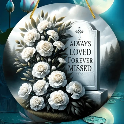 1pc Memorial Gifts For Loss Of Loved One,Always Loved,Forever Missed,Acrylic Hanging Plaque,Ideal Sympathy Gift (8"*8" / 20cm *20cm),Grave Memorial Items For Mum Dad Daughter Son Uncle Nana Nan Granny Nephew Niece Cousin Dog Family & Friends For Grave Garden Or Home