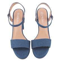 Women's Denim Platform Heels Open Toe Ankle Strap Chunky High Heel Sandals Block Heel Platfrom High Heeled Sandals Summer Spring Easter Prom Shoes Heels - 藏蓝色 - 查看 3
