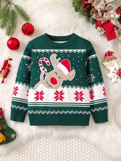 Jersey de Navidad con diseño de dibujos animados para niño, para otoño/invierno