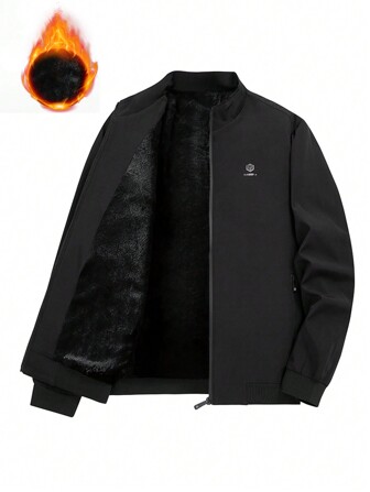 男士纯色简约休闲保暖内衬夹克