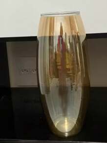 Romulo Rounded Amber Glass Vase For Flowers And Decoration - Gold - View 7