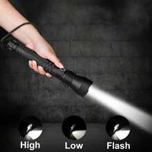 Super Bright Torch 2500000LM LED Flashlight USB Rechargeable Tactical Lights - Black - View 2