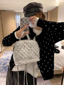 Polka Dot Pattern Vest, Women's Casual Long Sleeve Knit Cardigan, Spring