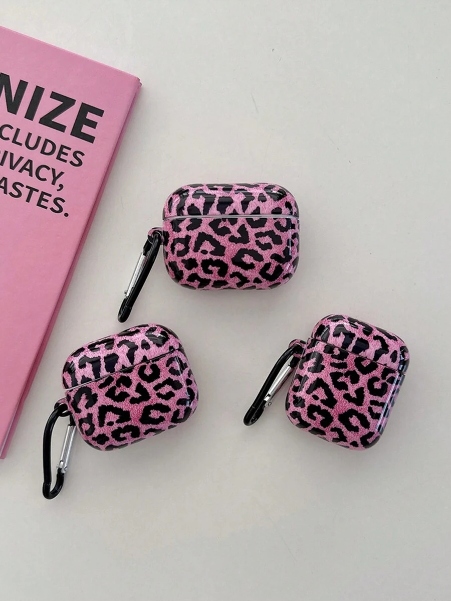 1 pieza Funda de silicona con estampado de leopardo en forma de corazón rosa compatible con Apple 1/2/3/Pro/Pro 2nd Gen, cubierta protectora antideslizante