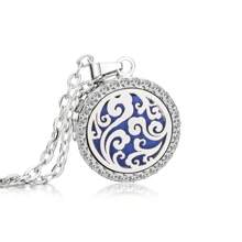 Collier pendentif d'aromathérapie en cristal Médaillon à fleurs de l'arbre de vie ouvert Collier de parfum Diffuseur d'huiles essentielles Bijoux Pendentifs strass Colliers d'arôme