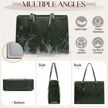Laptop Bag For Women 15.6 Inch Leather Waterproof Computer Work Bags Large Laptop Tote Bag Professional Business Office Briefcase Women Lightweight Shoulder Handbags - 軍綠色 - 查看 4