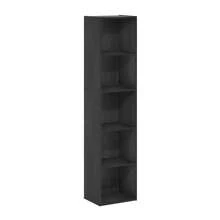 Luder 5-Tier Cube Bookcase, Wood Storage Shelf, Home Organizer, Bookshelf For Bedroom And Living Room, Multi-Purpose Display Unit, Modern Etagere, Black/White/Pink/Blue/Grey - 黑色 - 查看 2